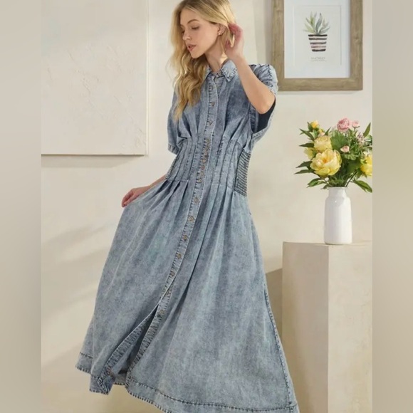Oli & Hali NWT Acid Wash Tencel Maxi Dress - Picture 2 of 7
